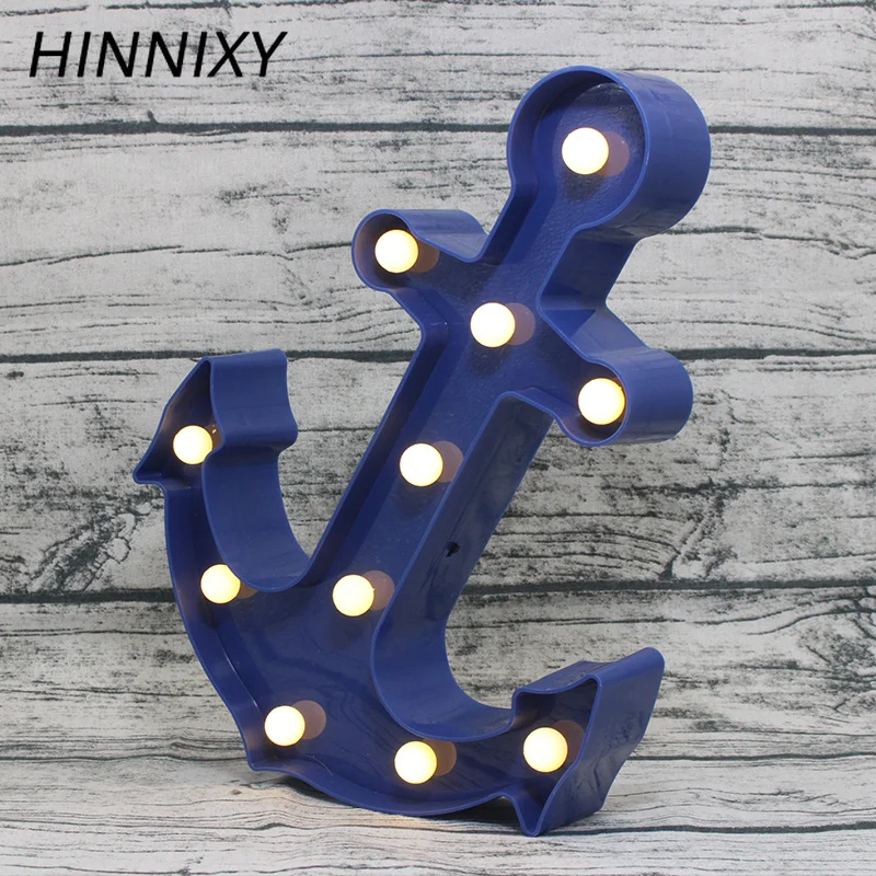 Hinnixy LED ночник крутой якорь форма темно синий пиратский матросский светильник