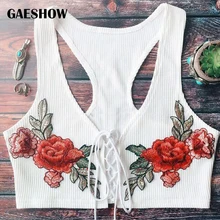 Gaeshow сексуальные топы цветочной вышивкой на шнуровке женские