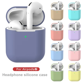 

TPU Silicone Bluetooth Wireless Earphone Case For AirPods Protective Cover Skin Pure Color Accessories for Apple Airpods 2