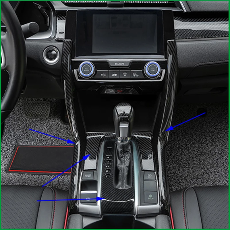 

Car Styling Interior Gear Box Panel Cover Decorative Trim For Honda Civic 2016 2017 LHD Gear Shift Box Cover Trim Panel Stickers