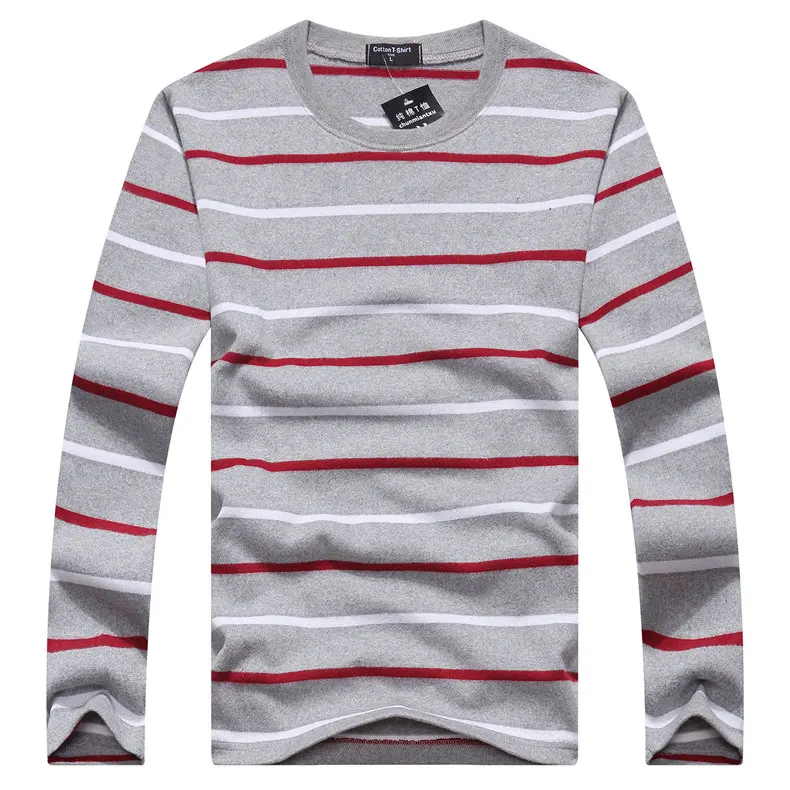 Cotton T-shirts Men Long Sleeve Mens TShirt Spring Autumn Brand Striped Male T shrits Dress Global Shopping Festival Drop-Ship 01