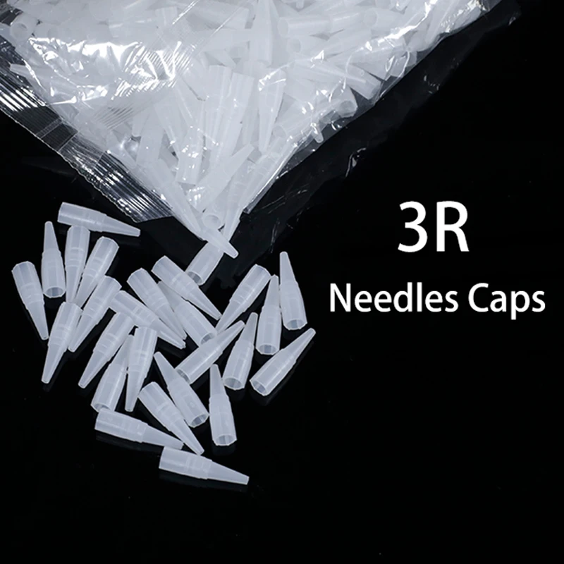 

100pcs Disposable Eyebrow Tattoo 1R 3R 5F 7F needles caps Plastic Machine Permanent Makeup Tips Traditional Tattoo Accessories