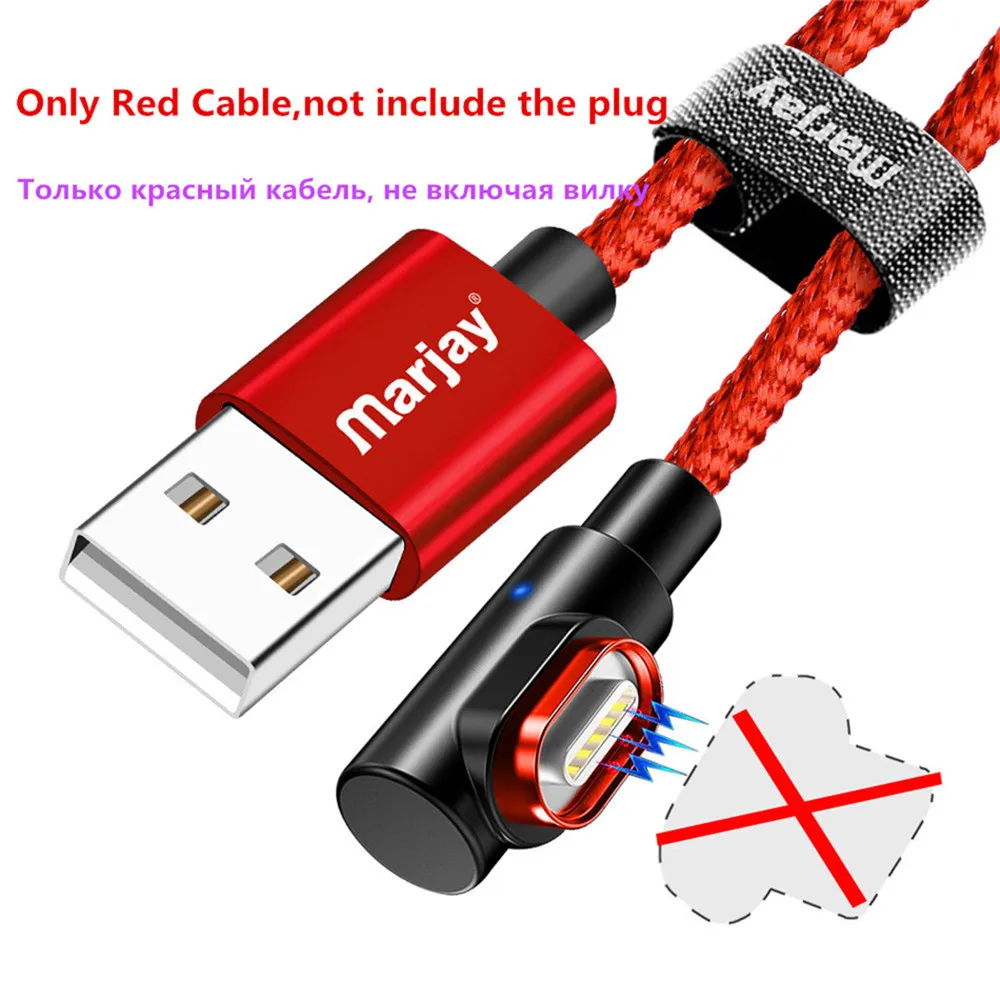 Marjay USB кабель магнитное зарядное устройство для iPhone X 8 7 Micro USB Магнитный кабель type C для huawei p30 pro USB C кабель для быстрой зарядки - Цвет: Only Red Cable