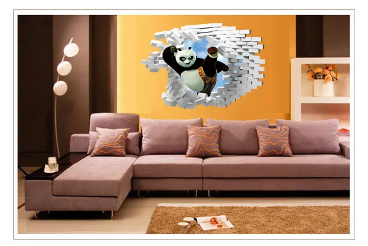 3D креативная Наклейка на стену кунг-фу Панда узор для Декор для дома из ПВХ стенное Украшение Искусство для водонепроницаемый съемная наклейка для детской