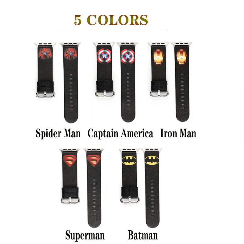Cartoon Stijl Lederen Armband Strap voor apple watch band 4 44/40mm Marvel  Heroes band voor iWatch serie 3 2 1 42/38mm accessoire|Watchbands| -  AliExpress