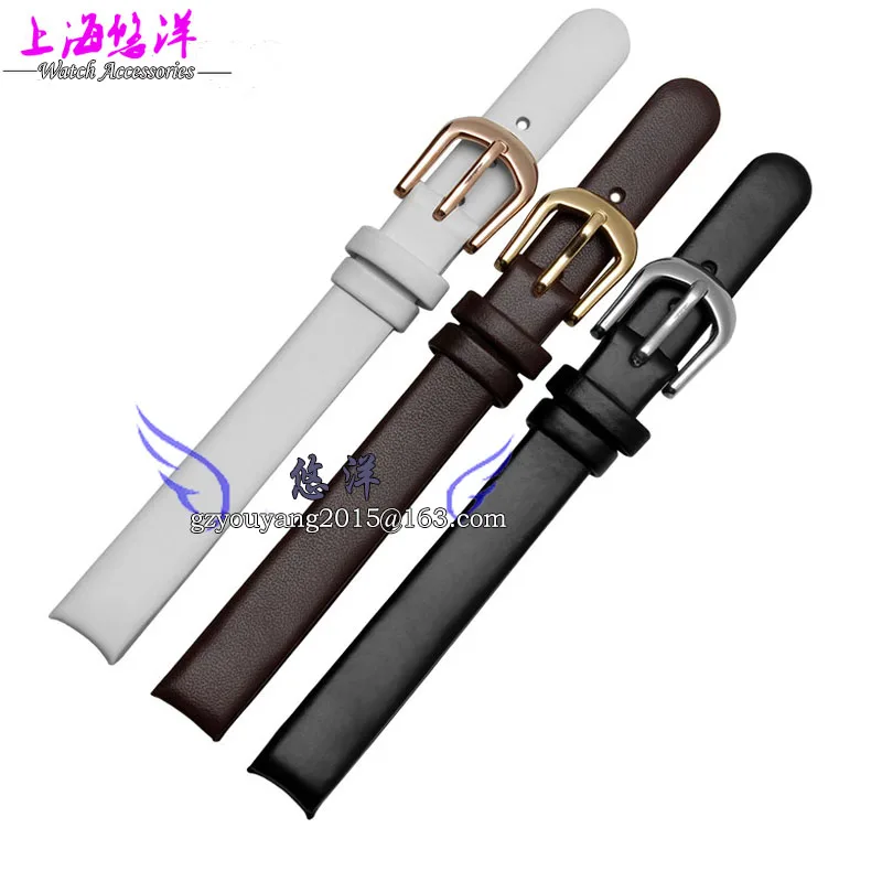 10 10mm Black Brown White Smooth Genuine Leather Watch Band For C K K4323209 K4323116 K43231LT
