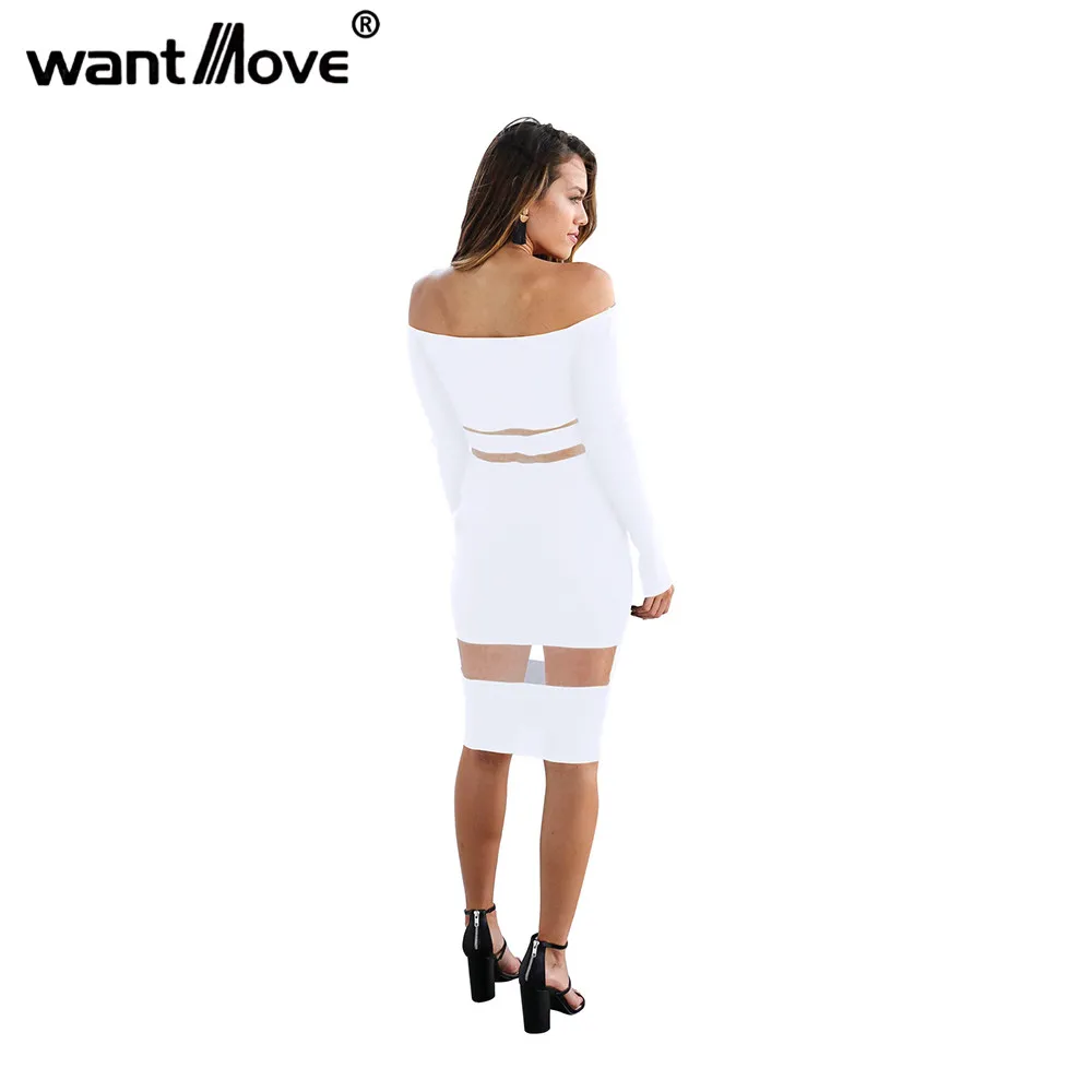 Wantmove 2018 осеннее новое модное платье с длинным рукавом на одно плечо однотонное