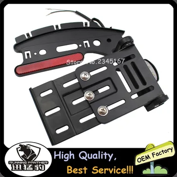 

Motorcycle Telescopic Folding Side Mount LED Light License Plate Holder For Harley Dyna Fat boy Sportster 883 1200 XL 2007-2016