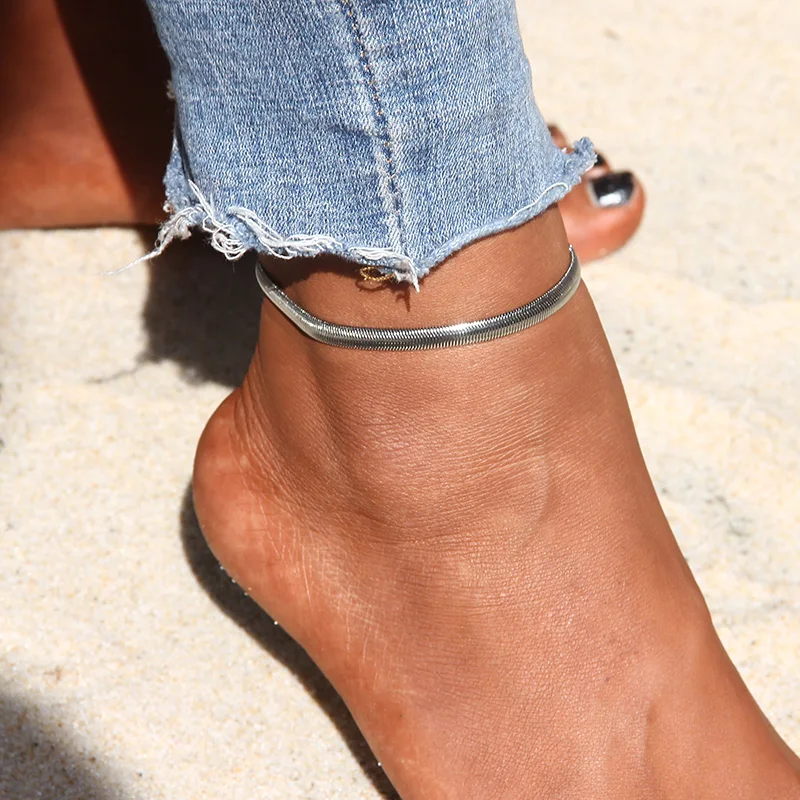 L153 женские сексуальные тонкие металлические ножные браслеты с цепочкой весы/высококлассные пляжные сандалии цепочка из змеиных костей браслет бижутерия для ног Tobillera