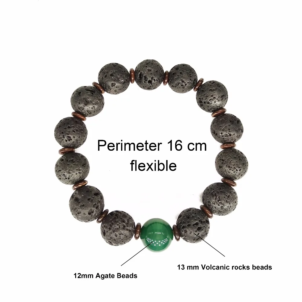 Бусины из вулканического камня BOEYCJR, зеленые браслеты из натурального камня и браслеты, бижутерия, браслет из натурального камня для мужчин или женщин
