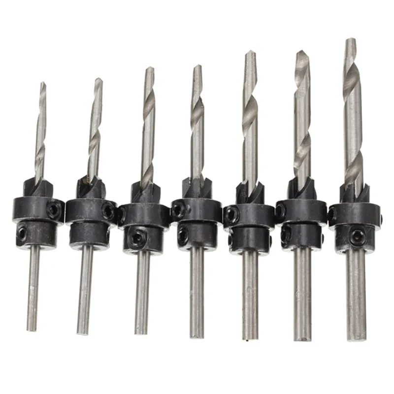 DANIU 7pcs Hss Woodworking Ti Countersink Drill Bit Set Wood