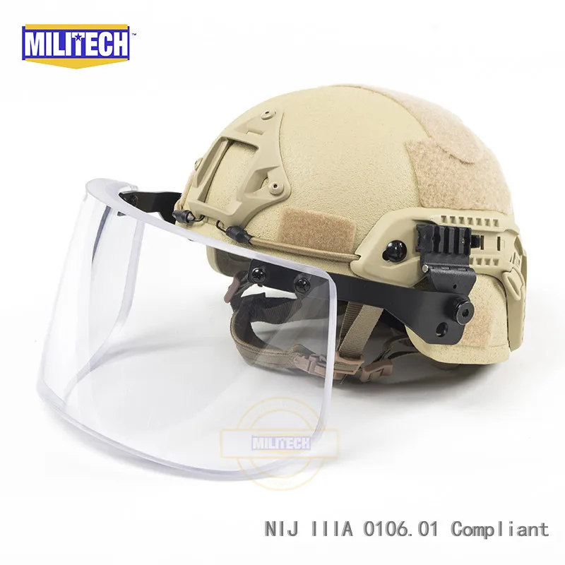 MILITECH NIJ 0108,01 IIIA 3A щит баллистической защиты для ACH fast Тактический шлем бронешлем с забралом пуленепробиваемые маска для шлемов