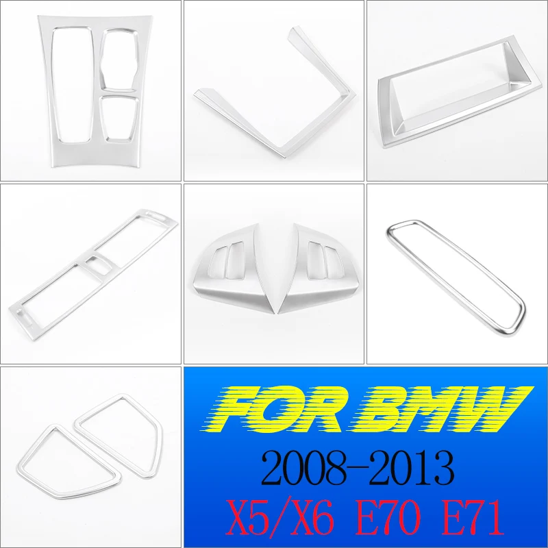 Bande de décoration intérieure de voiture en ABS argent mat, autocollant de couverture de cadre, pour BMW X5 X6 E70 E71 2008 – 2013