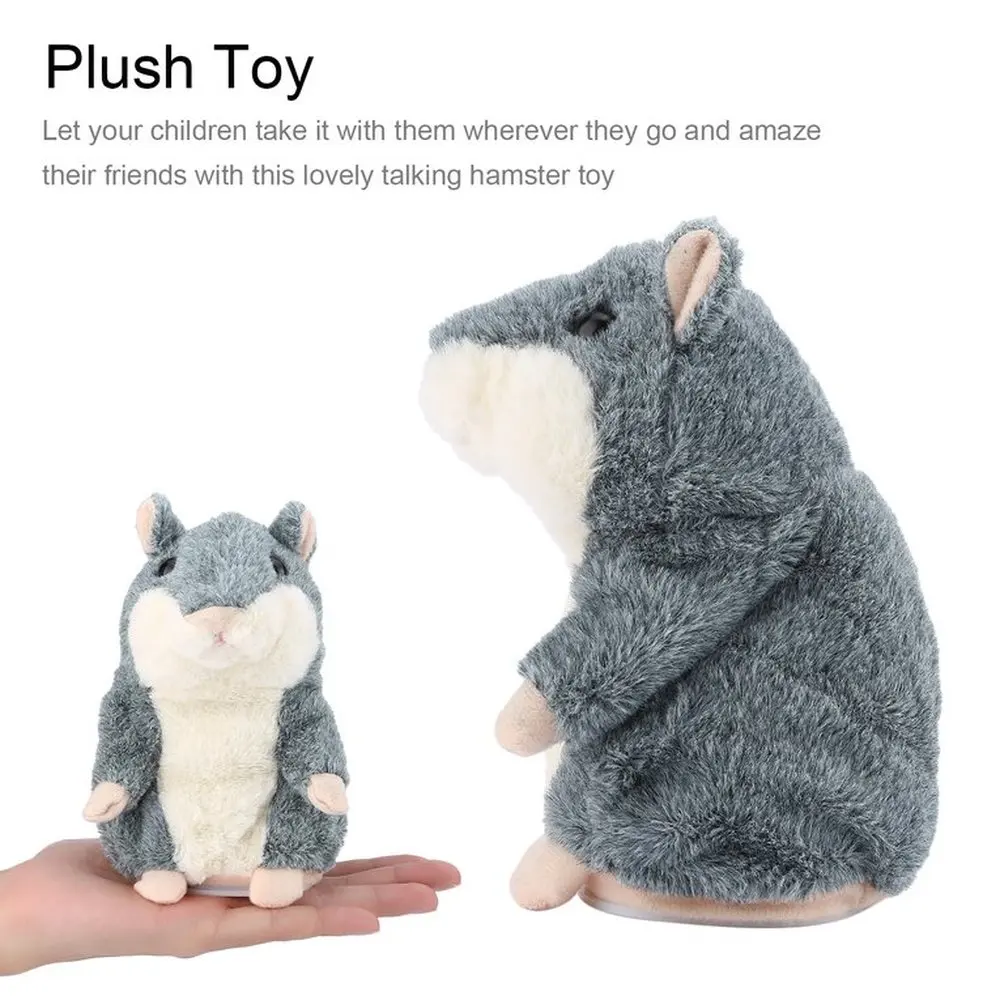 

Russian Version 100*100*150mm Cute Talking Hamster Plush Toy Sound Record Hamster Toy Educational Animal Toy Gray Free shipping
