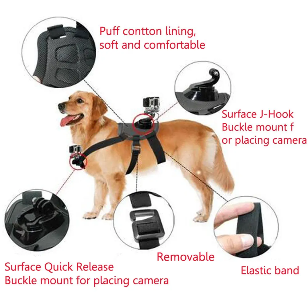 Поводок для собак, регулируемый нагрудный ремень, крепление для GoPro Hero, поводок для собак, уличные дорожные спортивные Чехлы для видеокамеры, аксессуары