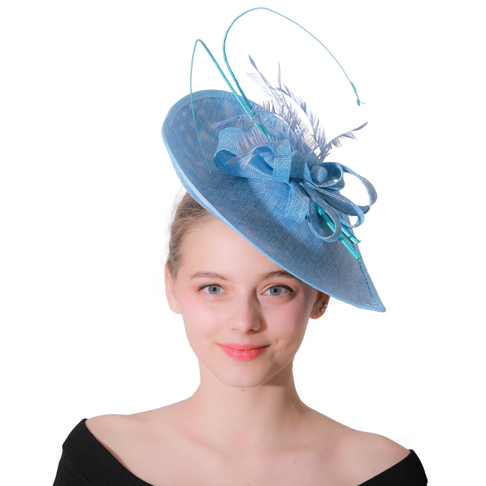 Elegante Donne di Autunno di Estate di Fedora Cappelli Da Sposa Femminile  Fascinator Cocktail Party Copricapo Chiesa Cappello Blu Netto Lane e Filati  Cappelli Cap|Women's Fedoras| - AliExpress