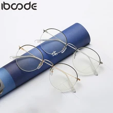 Iboode, винтажные мужские и женские круглые очки, оправа, модные полуоправа, очки с прозрачными линзами, очки, черные, золотые, серебряные