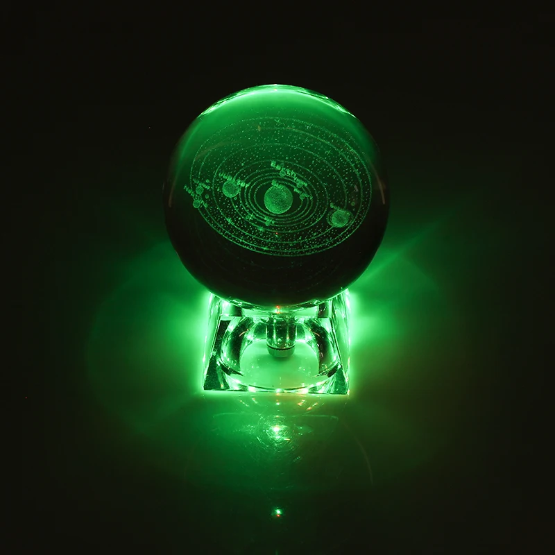 6 см с 3D гравировкой Галактическая солнечная система хрустальный светильник Ночной светильник светящийся крафт стеклянный круглый шар домашний офисный стол Декор лампа