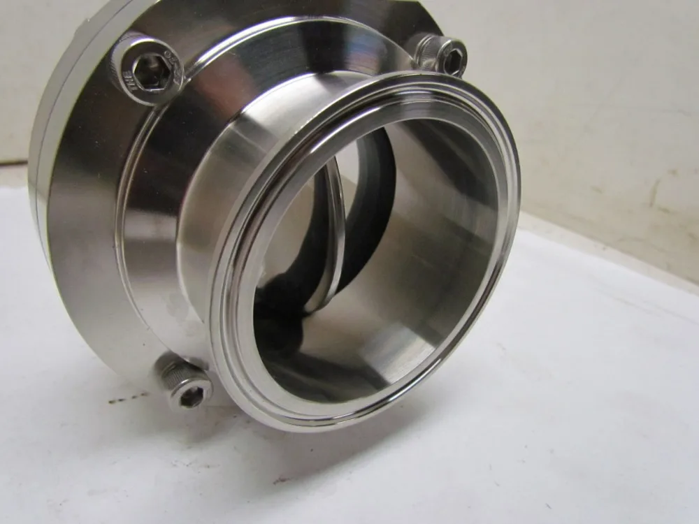 Тройной зажим 4 дюйма Санитарный клапан-бабочка Тяговая ручка сверхмощный