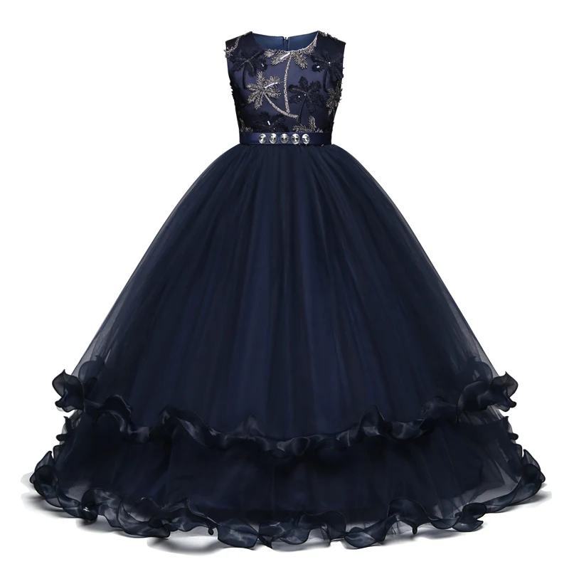 Бальное платье принцессы; темно-Бордовые Платья с цветочным узором для девочек; коллекция года; Пышное Платье с аппликацией для девочек; платья для первого причастия; вечерние платья