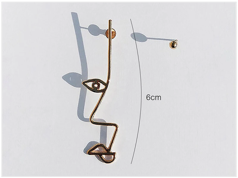 SRCOI асимметричные серьги с абстрактным дизайном золотого и серебряного цвета, Длинные минималистичные серьги для женщин, модные ювелирные изделия, новинка