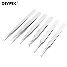 DIYFIX пинцет для бровей инструмент для наращивания ресниц из нержавеющей стали пескоструйные щипцы полировка локоть прямые наконечники пинцет