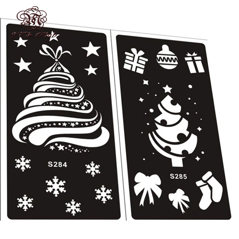 54 15 De Réduction6 Pièces Enfants Enfants Dessin Animé Pochoirs De Tatouage Modèle Fleur Cerf De Noël Père Noël Enfant Daérographe Pochoir De