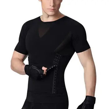 

WAIST SERCET Men Body Shaper Breathable Slimming Belt Chest Vest Tight Tank Top Compression Shirt Tummy Control Shaperwear
