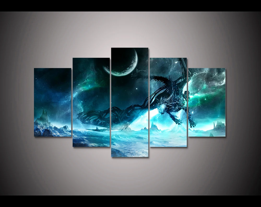 baratas Video Game 5 painel HD impresso pintura da lona world of warcraft poster Modern Home Decor Wall art Imagem Para Sala de estar F1565