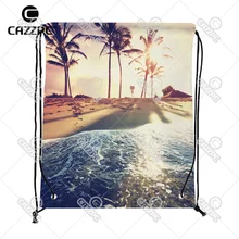 Летний стиль тропический пляж море Карибского моря индивидуальный принт нейлон ткань шнурок рюкзак Подарочный пакет из 4
