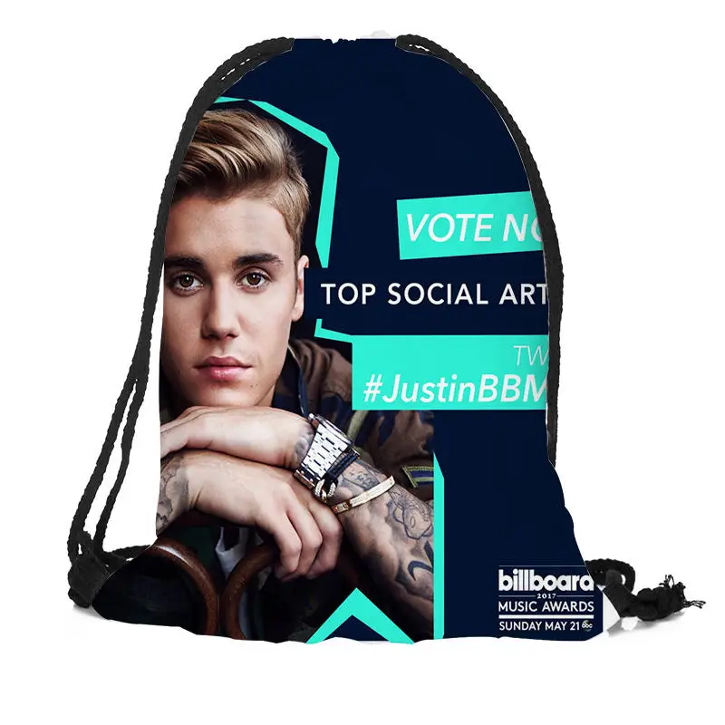 

Custom Backpacks Justin Bieber Printing Pattern Drawstring Bags Travel Backpack Women daily Casual Girl's knapsack