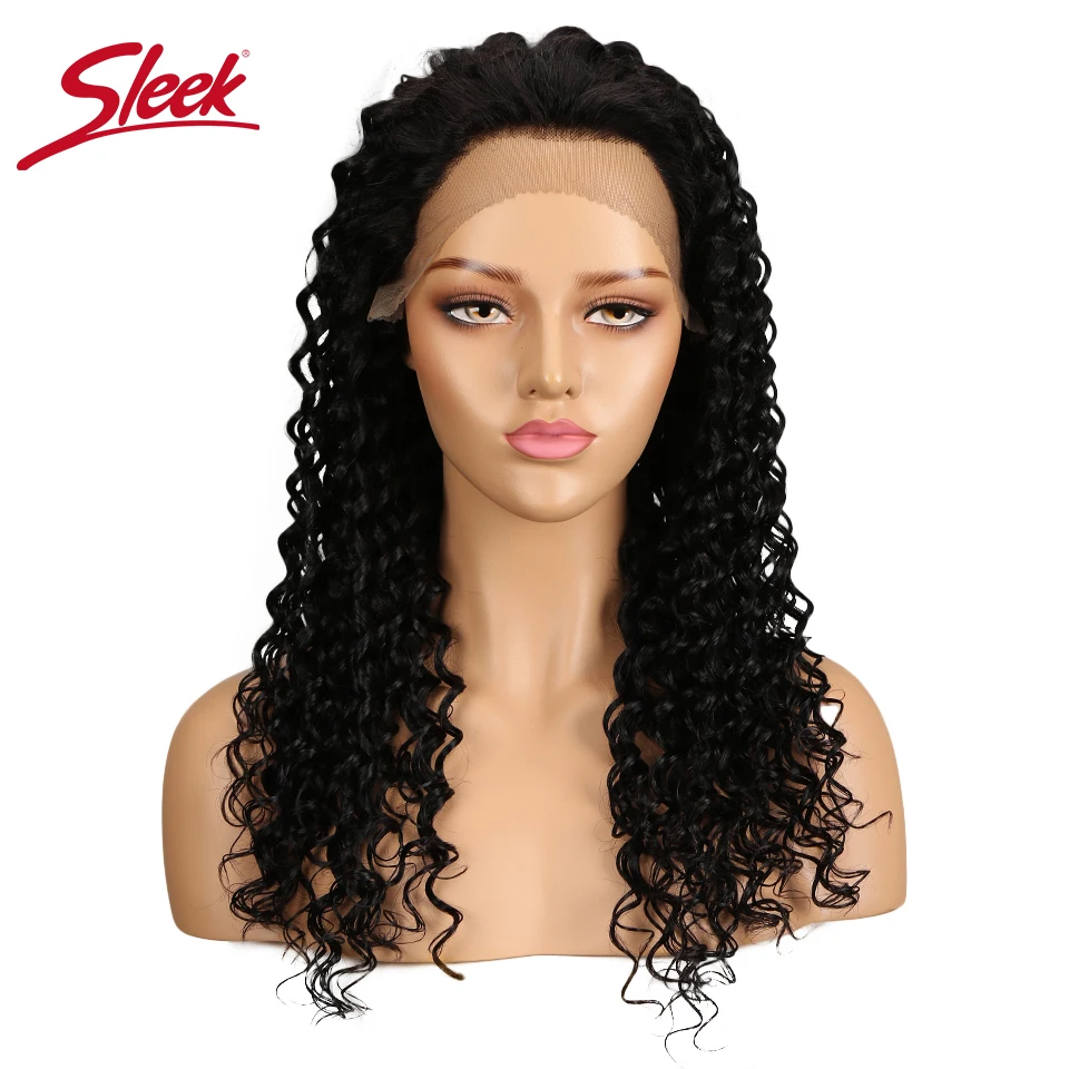 Sleek Brazilian Human Hair Wigs For Women Black Deep Wave Lace Front