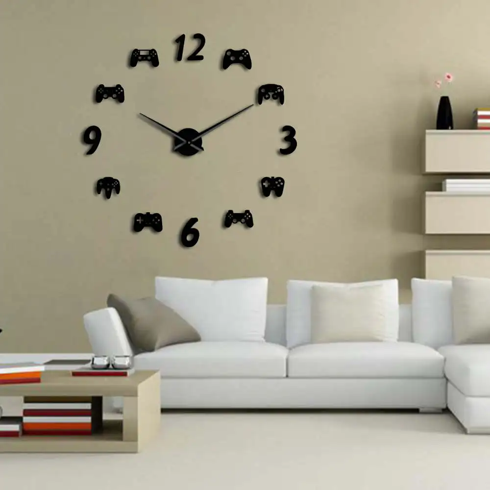 

Video Game Controllers DIY Large Wall Clock Game Room Decor Modern Design Frameless Giant Clock Watch Game Boys Gift Room Decor