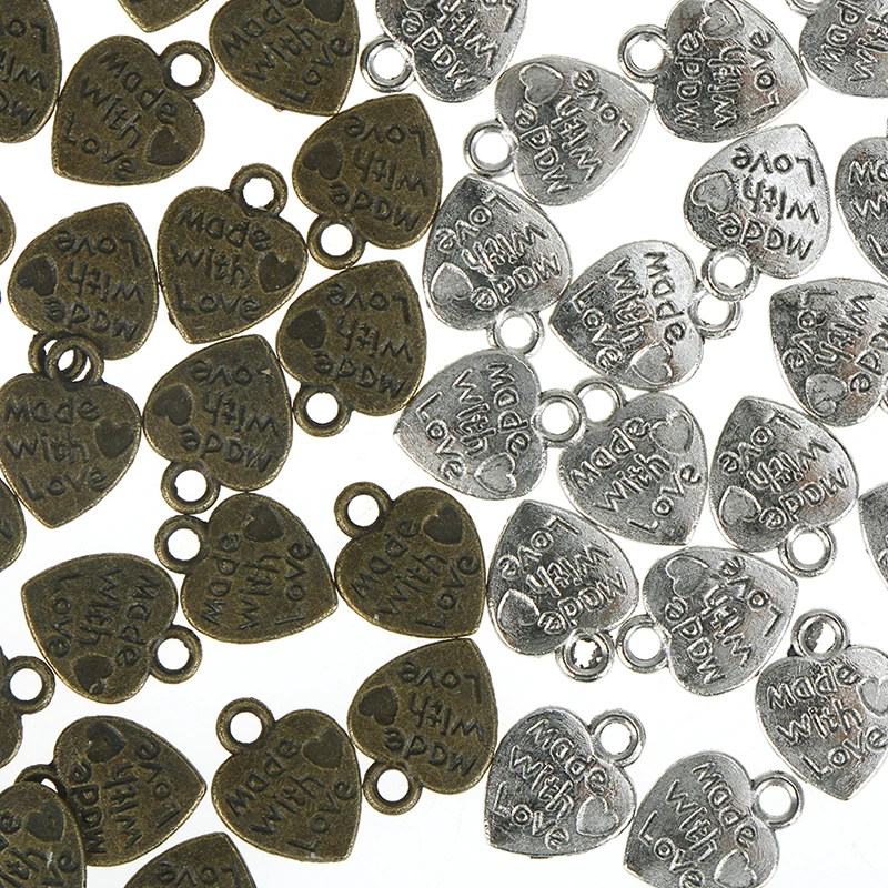 50 шт. 1,3 см* 0,95 см металлические украшения в форме сердца маленькие Мини подвески в форме сердца для рукоделия вечерние украшения