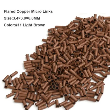 

Copper Micro Beads 3.4*3.0*6.0MM 1000Pcs/Bottle #8 Dark Blonde Microring Micro Link Hair Extension Kits