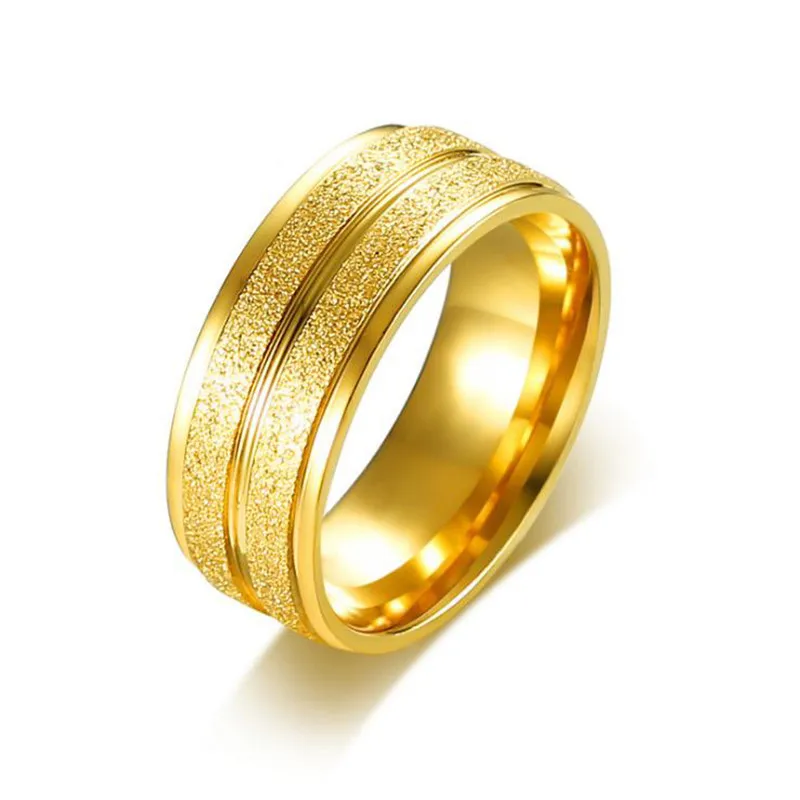 8MM titanium steel sand surface concave grooved ring for Men gold color boyfriend gift jewelry | Украшения и аксессуары