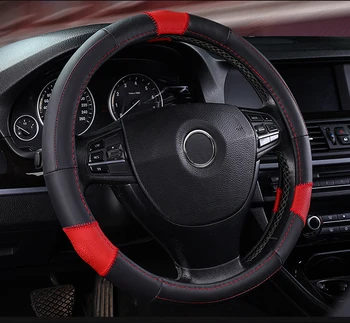

Genuine Leather Wheel Cover Steering wheel covers sport Car Auto steering wheel Diameter 38cm Car Steering Wheel Cover