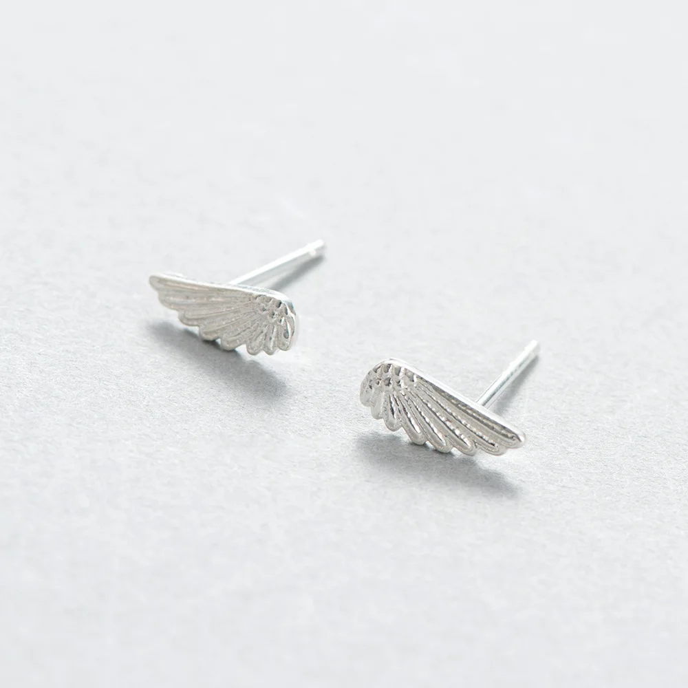 angle wings earrings 100% 925 Sterling silver Jewelry fashion Hypoallergenic Stud earrings for women girl gift
