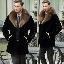 Черные Теплые повседневные короткие искусственной норки кроличий мех пальто мужские кожаная куртка мужская пальто ворсинок зимние