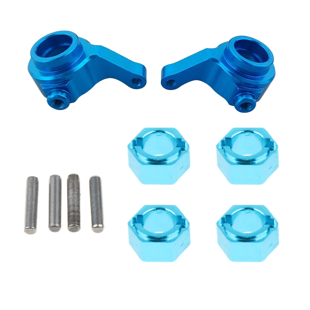 2Pcs Metal Blue Steering Cup Arm & Wheel Hub Hex Drive Adapter for 1/18 WLtoys A949 A959 A969 A979 K929