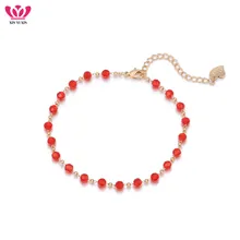 Горячая Распродажа, женские красные бусинки, стразы, лодыжки, ножные браслеты для женщин, красные хрустальные бусины, Простая Регулируемая цепочка, ножные браслеты, ювелирные изделия, подарки