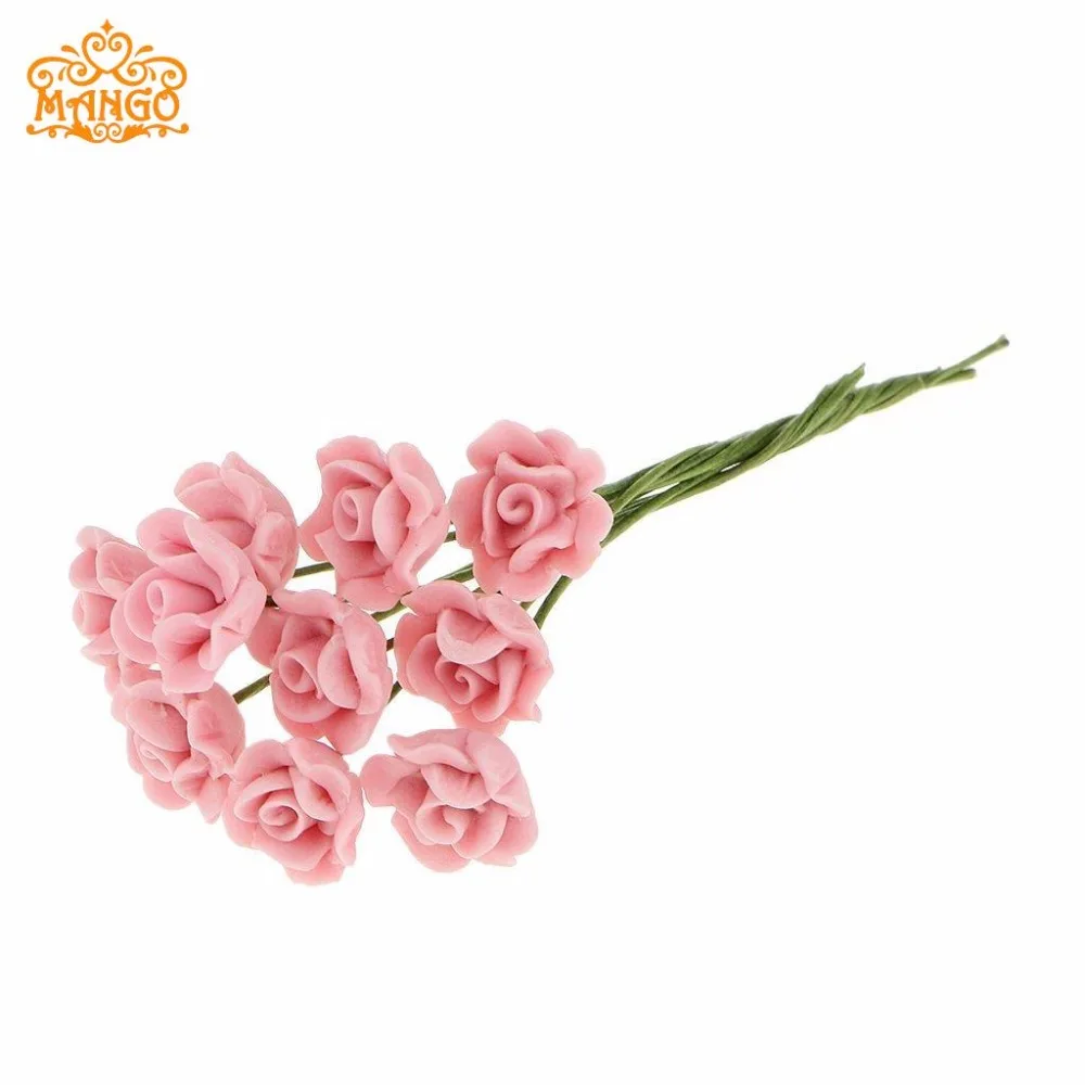 1:12 Dollhouse Miniature DIY Garden Clay Flowers Arrangement Pink Rose Re NEW