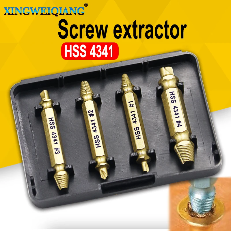 4 шт. 4341 Титан покрытие Двусторонняя дрель из поврежденных Винт Extractor Remover Handymen сломанной болт шпильки инструмент для удаления