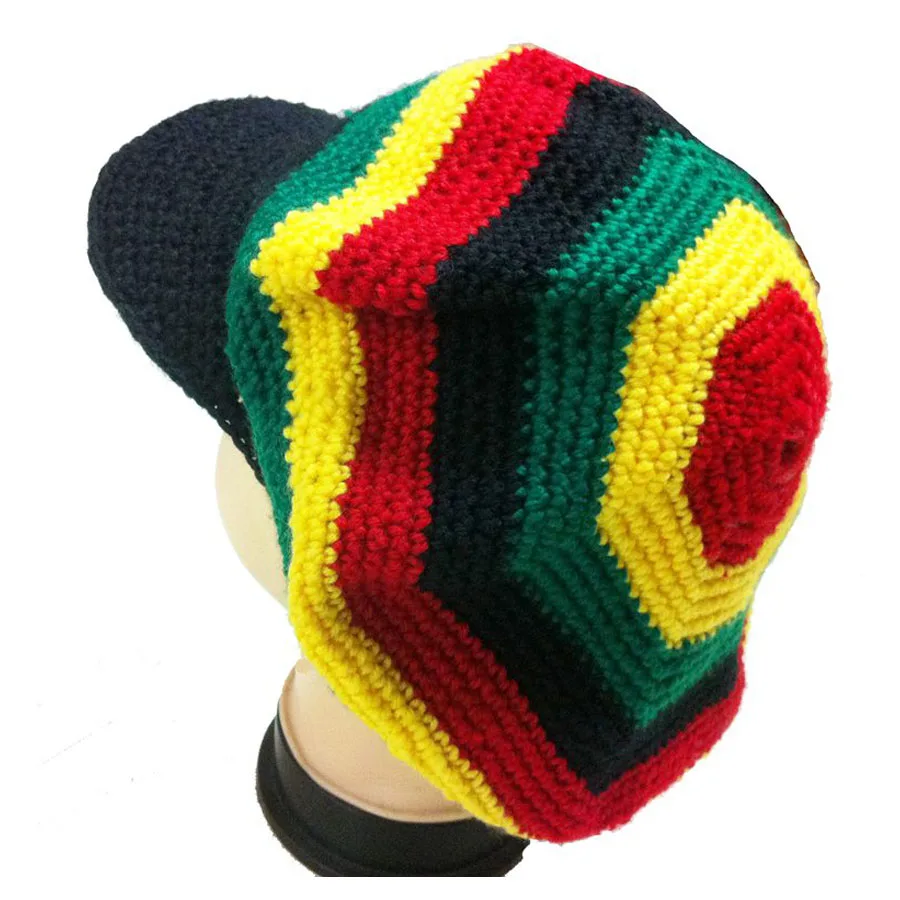 Трикотажная кепка в ямайском стиле регги-раста рукоделие, вязание, вязание крючком маскарадный костюм для Хэллоуин берет с козырьком шляпа