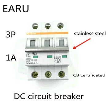 

3P 1A DC 750V DC Circuit Breaker MCB for PV Solar Energy Photovoltaic System Battery C curve CB Certificated Din Rail Mounted