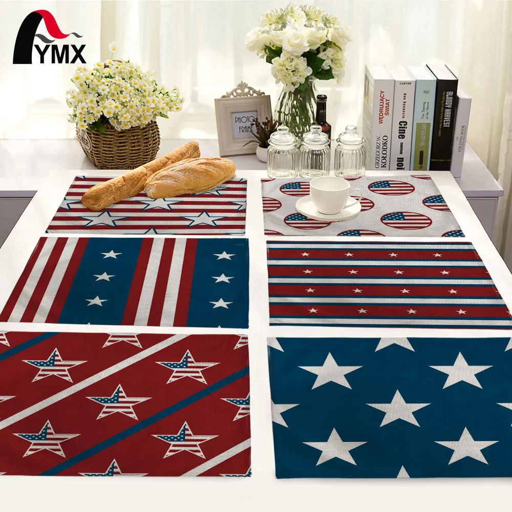 Американский флаг шаблон Настольный коврик Американский Стиль Столовая салфетка кухонная салфетка-подставка украшения столовые принадлежности
