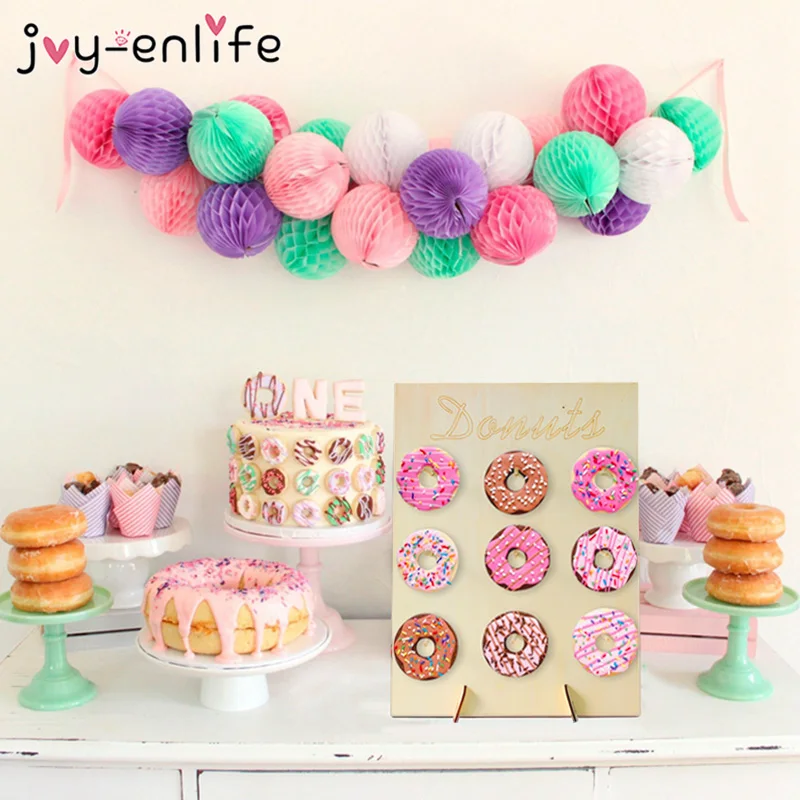 

Wooden Donut Wall Wedding Table Decoration Donut Holder Candy Cart Birthday Party Decor Kid Baby Shower Festival Party Supplies