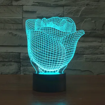 

Wenhsin Valentine's Day Rose USB Colorful 3D Light Touch LED Vision Night Light Ambient Table Lamp