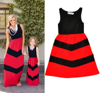

Baby girls dress kids children red black summer striped sleeveless girl dresses 3-8T sylvia sis