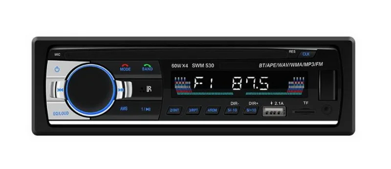 1 Din " lcd AUX 530 MP3 аудио автомобильный радиоприемник проигрыватель RCA USB 2,1 Bluetooth 4,0 FM пульт дистанционного управления U диск в тире DC 12 В стерео